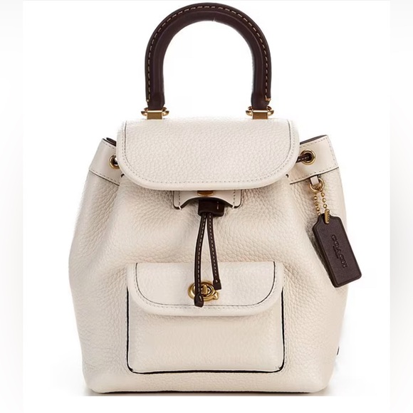 COACH Bag Riya 21 Backpack Chalk White Leather AUTHENTIC NWT-Broken Snap Closure - Picture 9 of 15